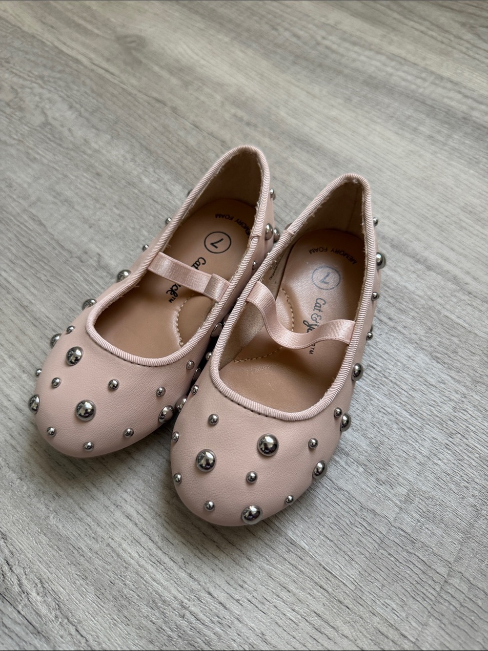Toddler Girls Cat & Jack Blush Pink Stud Embellished Mary Jane Flats